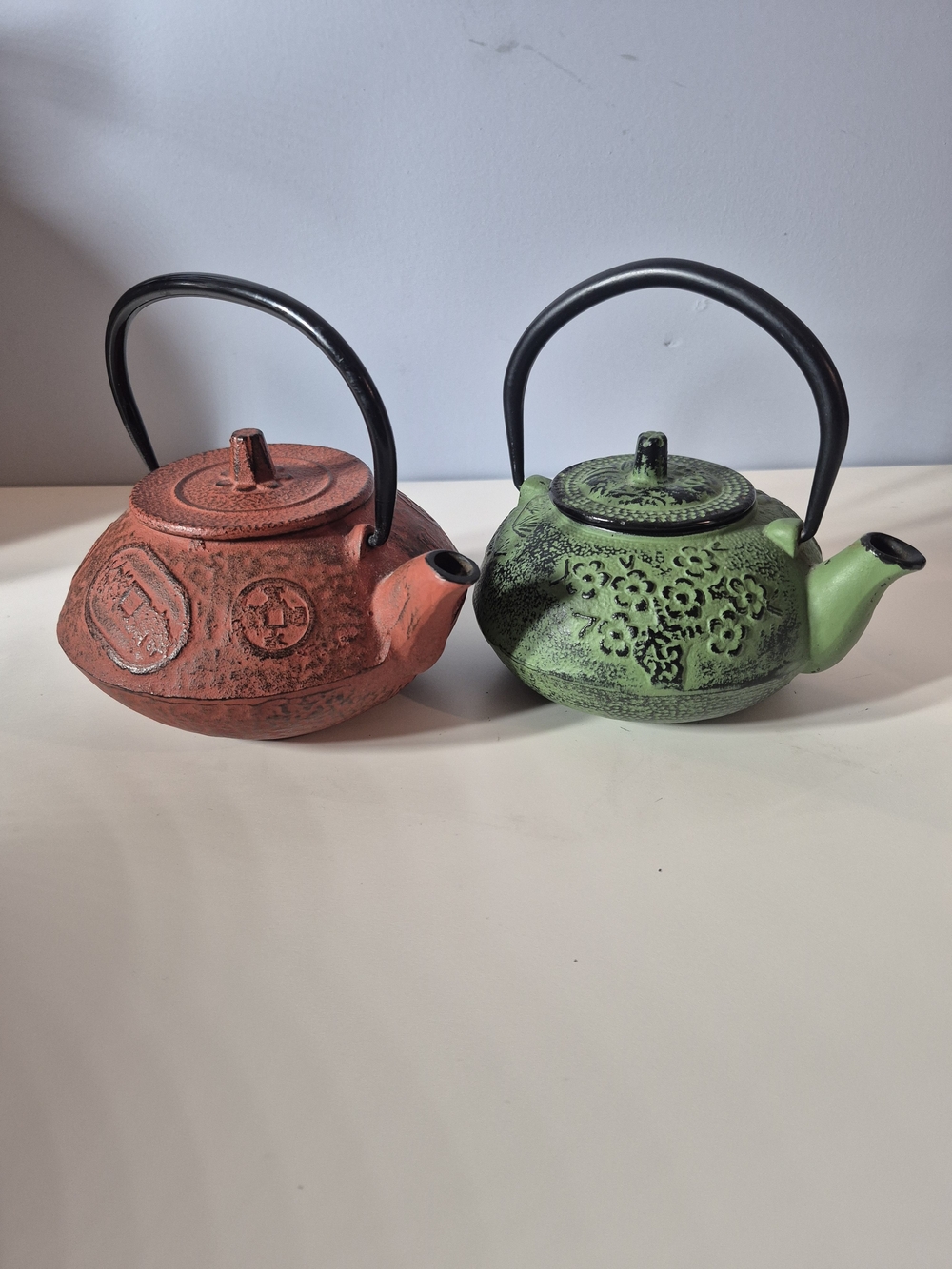Vintage Pair Japanese Cast Iron Teapots (Nambu Tekki).